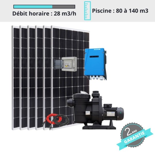 Kit pompe filtration piscine solaire 28m3/h