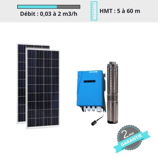 Kit pompe solaire PS2-150 + 2 panneaux solaires 200Wc