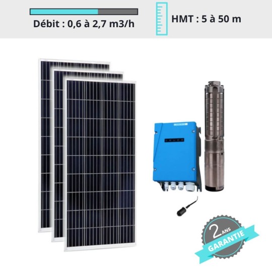Kit pompe solaire PS2-200 + 3 panneaux solaires 495Wc