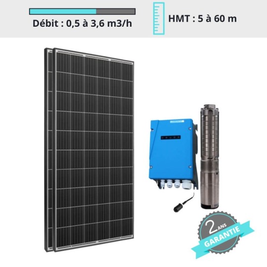 Kit pompe solaire PS2-150 + 2 panneaux solaires 800Wc
