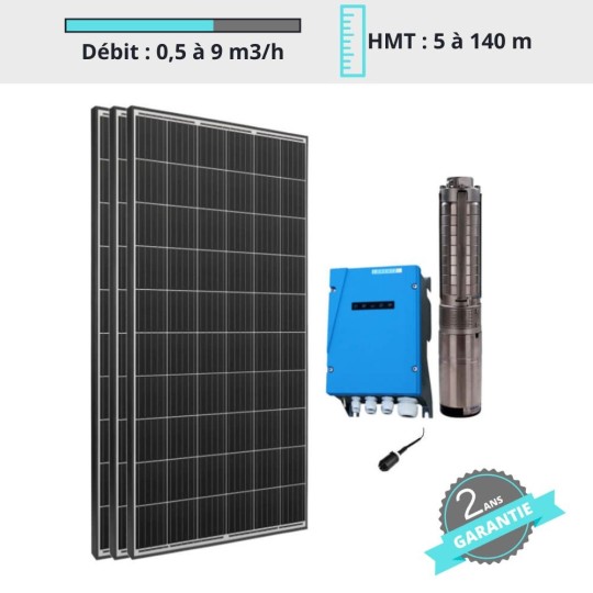 Kit pompe solaire PS2-600 + 3 panneaux solaires 1200Wc