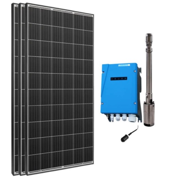 Kit pompage solaire PS2-600 + 3 panneaux photovoltaïques 1200Wc