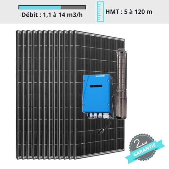 Kit pompe solaire PS2-1800 + 12 panneaux solaires 4800Wc
