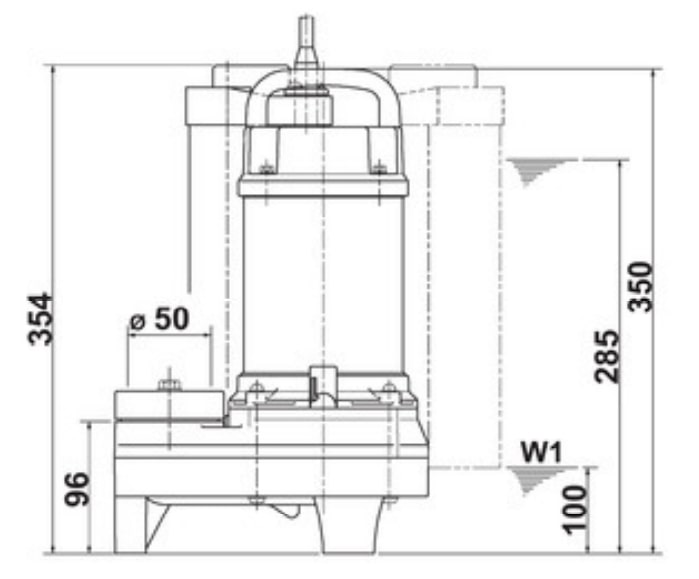 Description de la pompe de relevage Tsurumi POMA pour eaux usées.