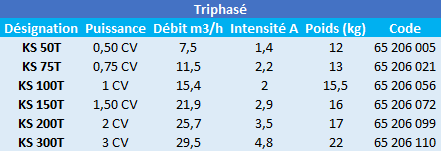 Caractéristiques de ces pompes de piscine Kripsol triphasées