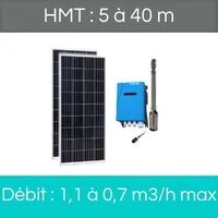 HMT : 5 à 40 m + Débit : 1,1 à 0,7 m3/h