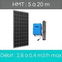 HMT : 5 à 20 m + Débit : 2,6 à 0,4 m3/h