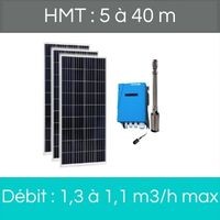 HMT : 5 à 40 m + Débit : 1,3 à 1,1 m3/h