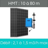 HMT : 10 à 80 m + Débit : 2,1 à 1,5 m3/h