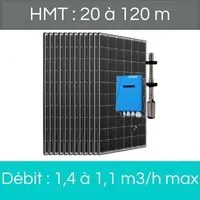 HMT : 20 à 120 m + Débit : 1,4 à 1,1 m3/h