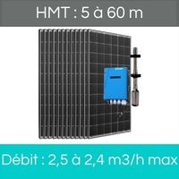 HMT : 5 à 60 m + Débit : 2,5 à 2,4 m3/h