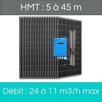 HMT : 5 à 45 m + Débit : 24 à 11 m3/h