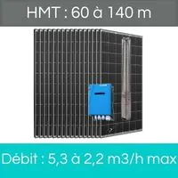 HMT : 60 à 140 m + Débit : 5,3 à 2,2 m3/h